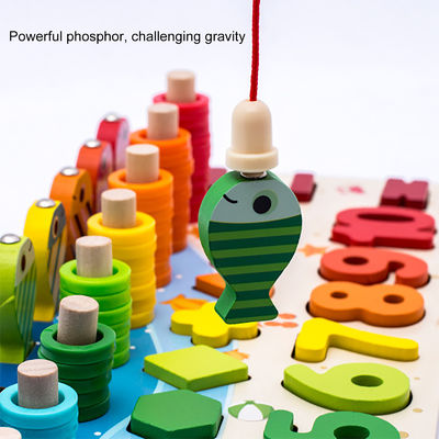 คณิตศาสตร์ตกปลาเพื่อการศึกษาไม้ Montessori ของเล่นเด็ก 15 ซม