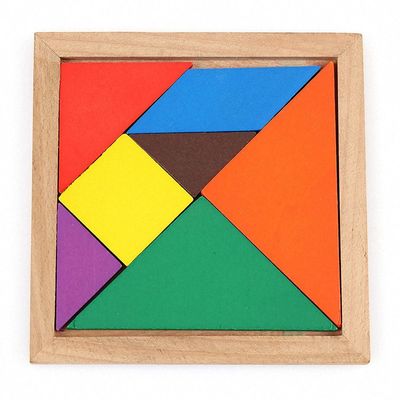 ของเล่นเด็ก Montessori ไม้สี่เหลี่ยม 11 ซม. จิ๊กซอว์ 7 ชิ้น