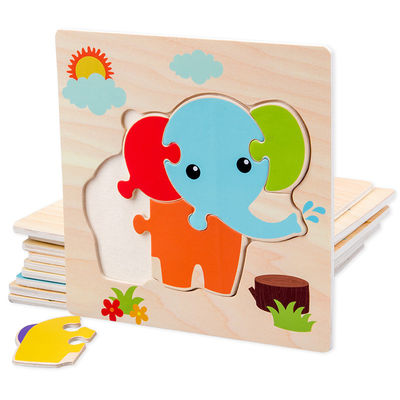 เกม Montessori ของเล่นเด็ก สัตว์ การจราจร เด็ก 3D Puzzles ไม้การ์ตูน Cognition Puzzle การจับคู่ของเล่น
