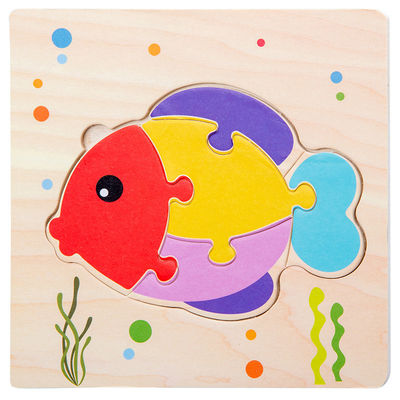 เกม Montessori ของเล่นเด็ก สัตว์ การจราจร เด็ก 3D Puzzles ไม้การ์ตูน Cognition Puzzle การจับคู่ของเล่น
