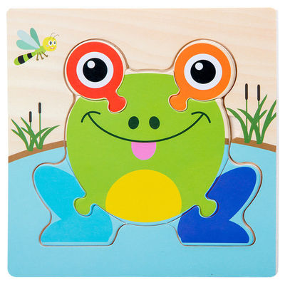 เกม Montessori ของเล่นเด็ก สัตว์ การจราจร เด็ก 3D Puzzles ไม้การ์ตูน Cognition Puzzle การจับคู่ของเล่น
