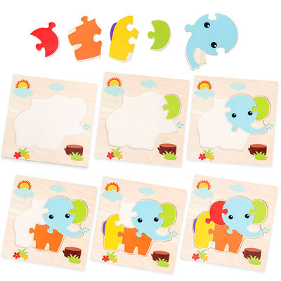 เกม Montessori ของเล่นเด็ก สัตว์ การจราจร เด็ก 3D Puzzles ไม้การ์ตูน Cognition Puzzle การจับคู่ของเล่น