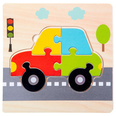เกม Montessori ของเล่นเด็ก สัตว์ การจราจร เด็ก 3D Puzzles ไม้การ์ตูน Cognition Puzzle การจับคู่ของเล่น