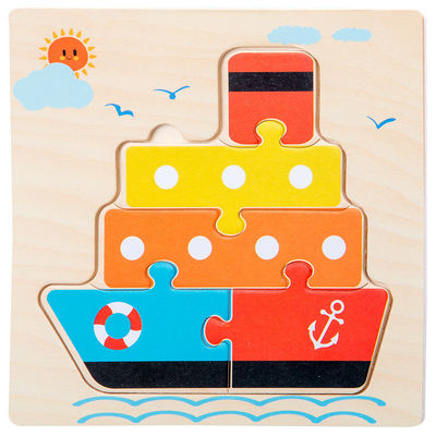 เกม Montessori ของเล่นเด็ก สัตว์ การจราจร เด็ก 3D Puzzles ไม้การ์ตูน Cognition Puzzle การจับคู่ของเล่น