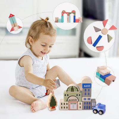 2700g Beech Wooden City Building Blocks 115pcs Wooden Bricks Toys