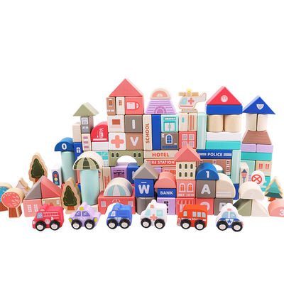 2700g Beech Wooden City Building Blocks 115pcs Wooden Bricks Toys