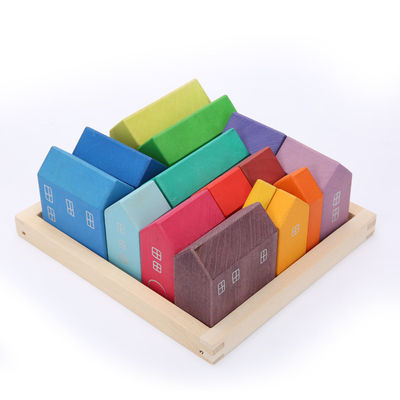 22.5 ซม. บ้านไม้ Rainbow Stacker Wooden Story Rainbow Stacking Toy