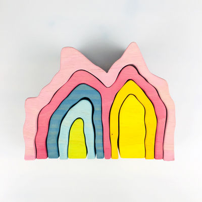 Pegdolls บล็อกอาคารไม้ของเล่นเรขาคณิต Rainbow Building Blocks