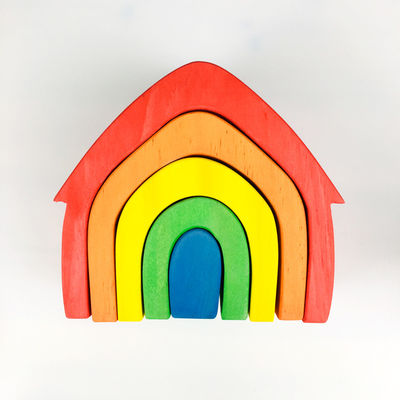 Pegdolls บล็อกอาคารไม้ของเล่นเรขาคณิต Rainbow Building Blocks