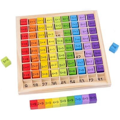 Montessori 0.59in 99 Number ของเล่นคณิตศาสตร์ไม้ตารางลูกคิดนับของเล่น