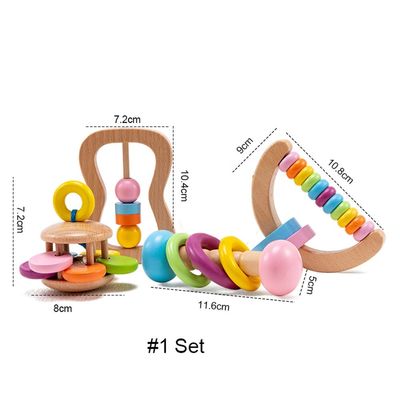 Rattle จุกนมหลอก 11.6cm Wooden Teething Toy Wooden Rattle Teether Food Grade