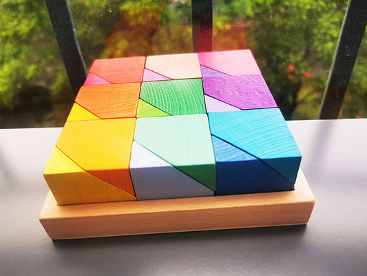 2300g 4cm Rainbow Wooden Flower Puzzle เกมเรียงหินไม้