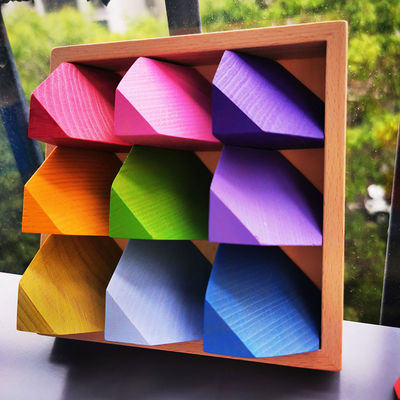 2300g 4cm Rainbow Wooden Flower Puzzle เกมเรียงหินไม้