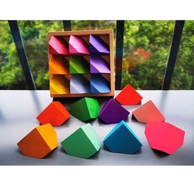 2300g 4cm Rainbow Wooden Flower Puzzle เกมเรียงหินไม้