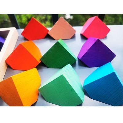 2300g 4cm Rainbow Wooden Flower Puzzle เกมเรียงหินไม้