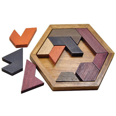 จิ๊กซอว์ไม้ Montessori หกเหลี่ยมสำหรับเด็ก