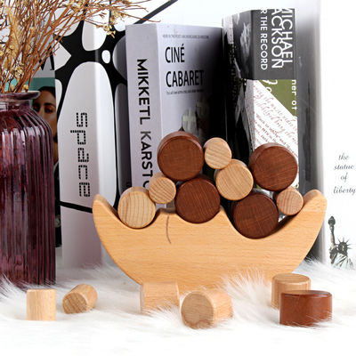 เด็ก Montessori Wooden Moon Balance Building Blocks