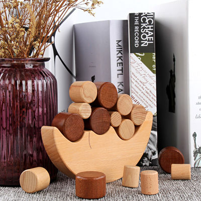 เด็ก Montessori Wooden Moon Balance Building Blocks
