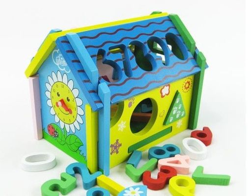 ODM การศึกษา Cognitive Wisdom House บล็อกไม้ของเล่น