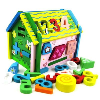 ODM การศึกษา Cognitive Wisdom House บล็อกไม้ของเล่น