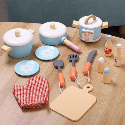 unisex Kids Early Education ของเล่นไม้แกล้งทำครัว