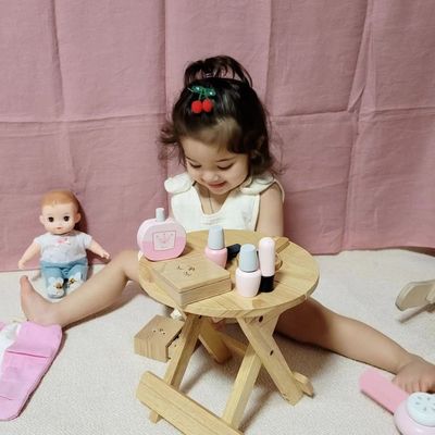 ชุดของเล่นเครื่องสำอางไม้ Montessori แบบพกพาสำหรับเด็ก ISO9001