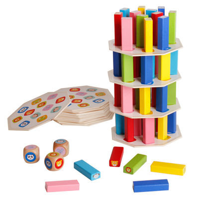 54pcs เกมกระดานวางซ้อนกันที่ทำจากไม้ปลอดสารพิษ Non