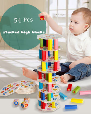 54pcs เกมกระดานวางซ้อนกันที่ทำจากไม้ปลอดสารพิษ Non
