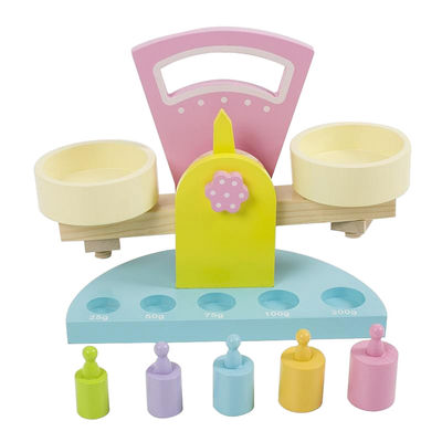 เครื่องชั่งน้ำหนักคานทรงตัวไม้ Montessori สำหรับการฝึกก่อนวัยเรียน
