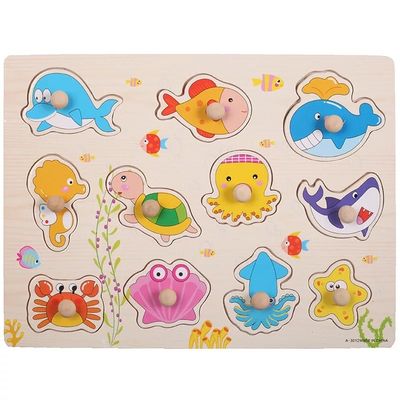 Hand Grasp 3D Montessori จิ๊กซอว์ไม้สำหรับการศึกษาของทารก