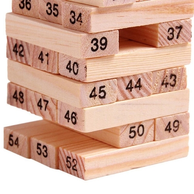 ไม้ลอยไม้ซ้อนสำหรับเด็กดิจิตอล 54 ชิ้นสีน้ำตาลอ่อน