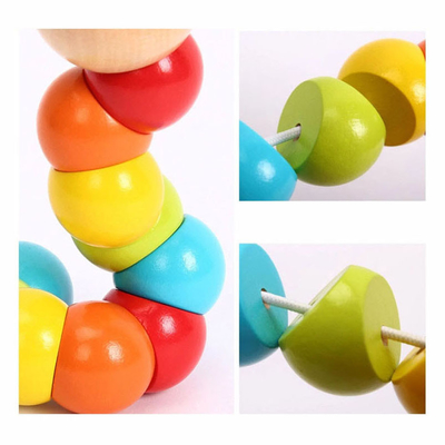 ใหม่ Rainbow Worm Twist Puppet ความรู้ความเข้าใจของเล่นเพื่อการศึกษาสนุกเปลี่ยนรูปร่างไม้บล็อกเด็กที่มีสีสัน Caterpillar Ba