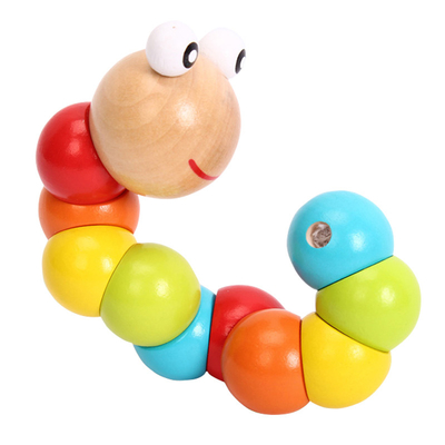 ใหม่ Rainbow Worm Twist Puppet ความรู้ความเข้าใจของเล่นเพื่อการศึกษาสนุกเปลี่ยนรูปร่างไม้บล็อกเด็กที่มีสีสัน Caterpillar Ba