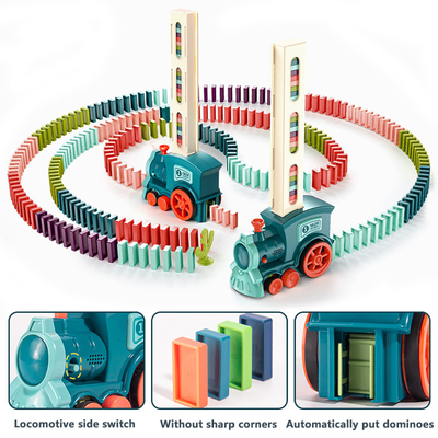 บล็อกโดมิโนไม้ไฟฟ้าสำหรับเด็กวางอัตโนมัติเพื่อการศึกษา DIY