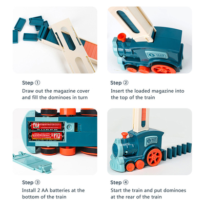 บล็อกโดมิโนไม้ไฟฟ้าสำหรับเด็กวางอัตโนมัติเพื่อการศึกษา DIY