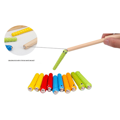 เกมจับแมลงไม้ 5 หนอน 1 ของเล่นไม้อุปกรณ์เสริม Montessori ของเล่นเพื่อการศึกษา