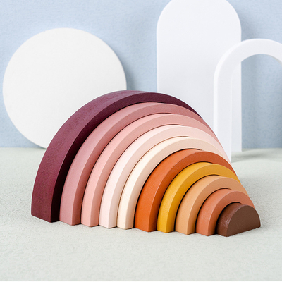 Montessori Rainbow Building Block ของเล่นไม้เด็กปลอดภัยปลอดสารพิษ DIY Creative Stacking Balance Game ของเล่นเพื่อการศึกษา