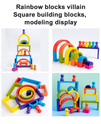 เด็กไม้ Montessori Rainbow Building Blocks การศึกษา