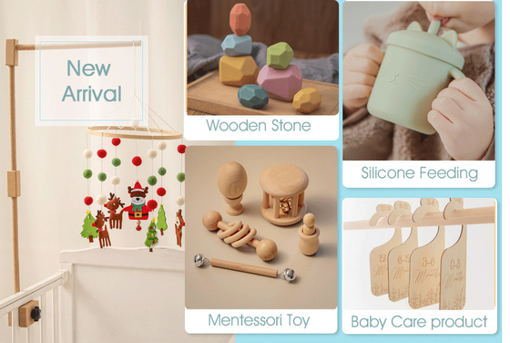 4 ชิ้น/เซ็ตของเล่นเด็กไม้ธรรมชาติ Rattle Teether Musical ของขวัญทารกแรกเกิด