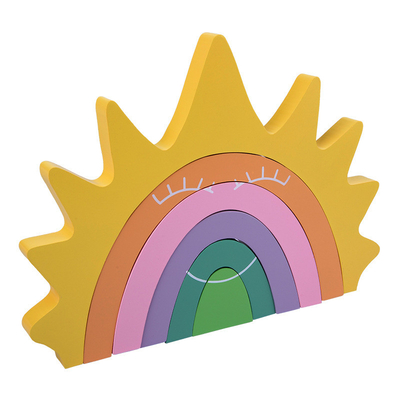 DIY 3D ของเล่นไม้สร้างบล็อคสีรุ้งขนาดใหญ่สำหรับเด็ก Kids
