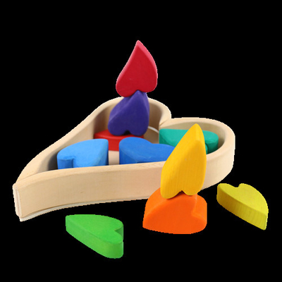 DIY 3D ของเล่นไม้สร้างบล็อคสีรุ้งขนาดใหญ่สำหรับเด็ก Kids