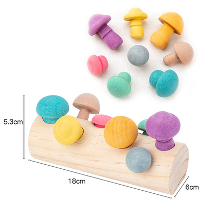 เด็กของเล่นเก็บเห็ดไม้ Rainbow Blocks DIY 3D