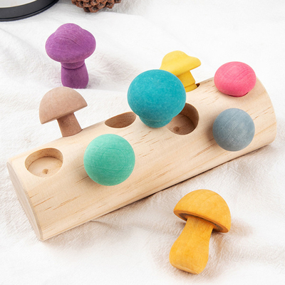 เด็กของเล่นเก็บเห็ดไม้ Rainbow Blocks DIY 3D