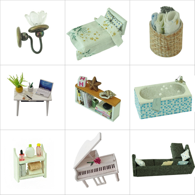 DIY บ้านตุ๊กตาไม้เฟอร์นิเจอร์ขนาดเล็ก ชุด สำหรับเด็กวันเกิด