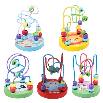 ของเล่นไม้ Montessori สำหรับเด็ก วงกลมไม้ Bead Wire Maze Roller Coaster ปริศนาไม้การศึกษา ของเล่นเด็ก