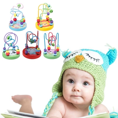 ของเล่นไม้ Montessori สำหรับเด็ก วงกลมไม้ Bead Wire Maze Roller Coaster ปริศนาไม้การศึกษา ของเล่นเด็ก