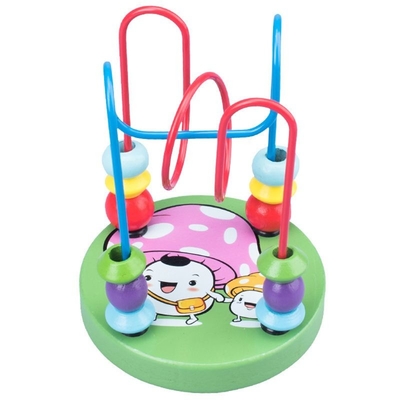ของเล่นไม้ Montessori สำหรับเด็ก วงกลมไม้ Bead Wire Maze Roller Coaster ปริศนาไม้การศึกษา ของเล่นเด็ก