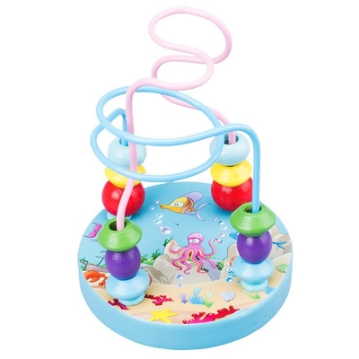 ของเล่นไม้ Montessori สำหรับเด็ก วงกลมไม้ Bead Wire Maze Roller Coaster ปริศนาไม้การศึกษา ของเล่นเด็ก
