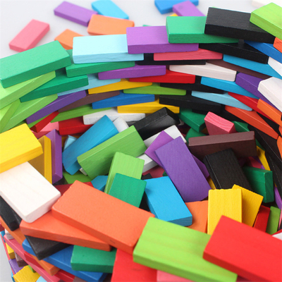 บล็อกโดมิโนสายรุ้งไม้ 120 ชิ้นสำหรับเด็กการศึกษา