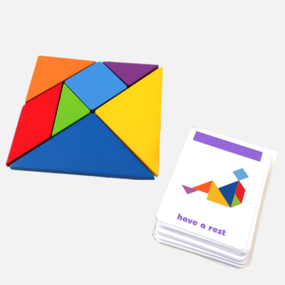 3D ไม้รูปแบบปริศนาจิ๊กซอว์สัตว์ที่มีสีสัน Tangram ของเล่นเด็ก Montessori Early Education Sorting เกมของเล่นเด็ก